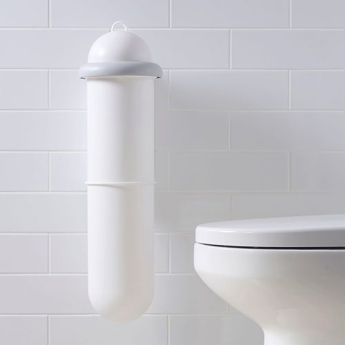 The Pod Classic Manual white sanitary unit installed on white tiled wall